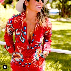 FARM RIO FLORAL RED ARTISINAL JUMPSUIT